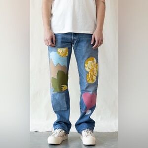 Re/Done Colorful Patchwork Straight Jeans